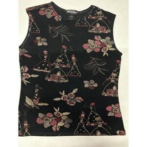 Made in Heaven Womens Black African Tribal Print Sleeveless Top 90s Y2K Medium